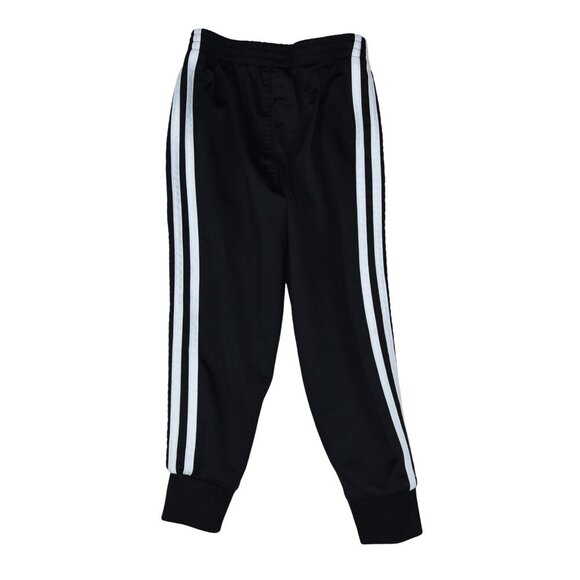 Adidas Kids Boys Track Pants Joggers Black White Side Stripes Sz 4 - Picture 2 of 6
